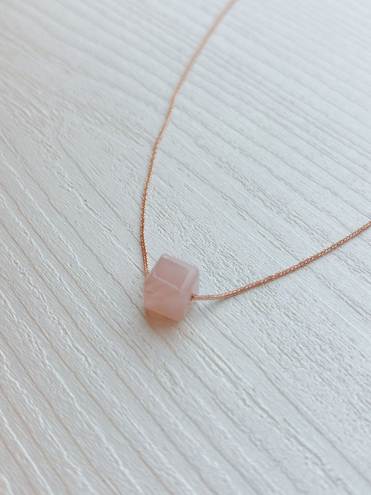 Rose quartz (cube) necklace